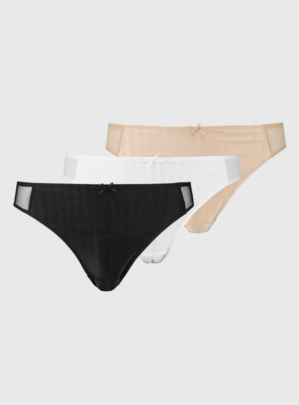 Buy Neutral High Leg Silky Mesh Knickers 3 Pack 12 Knickers Tu